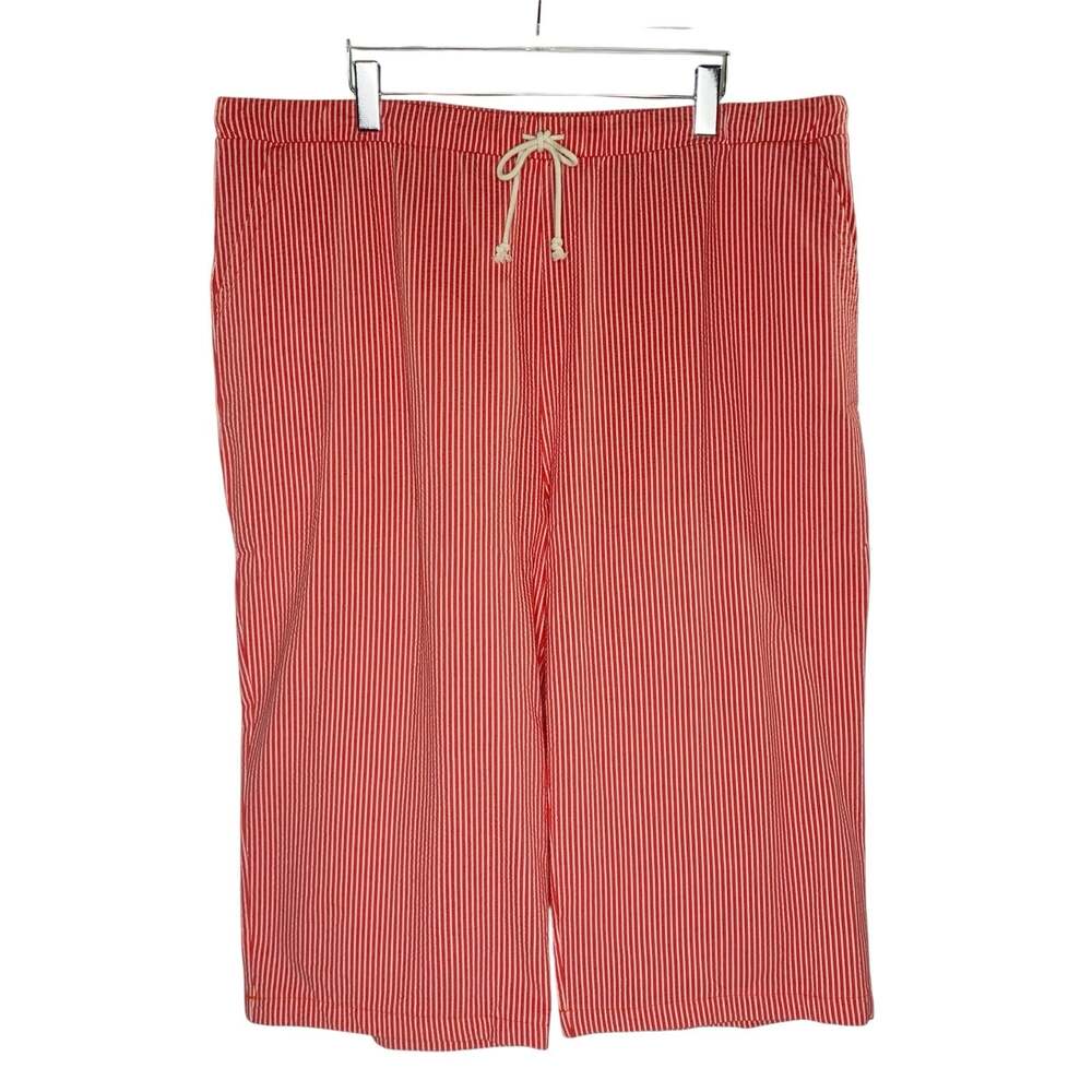 J. Crew Pull On Wide Leg Crop Pant Seersucker Red 3X Travel Cotton Blend